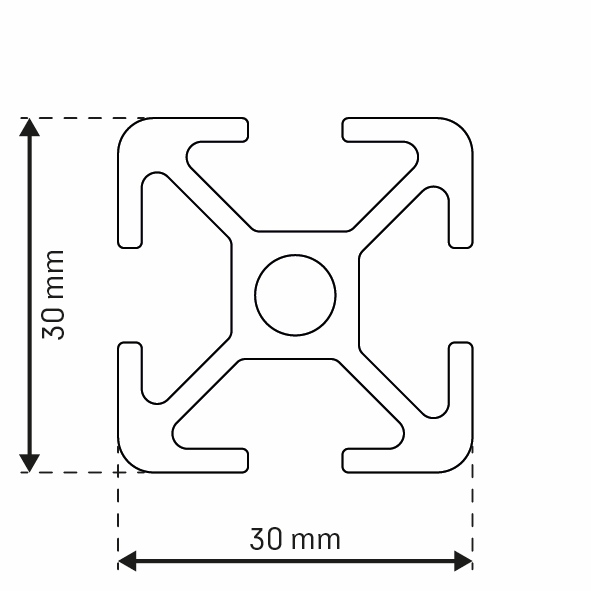 Alu - Profil AVP-I 8 Leicht 30 x 30 mm, Nut 8 mm