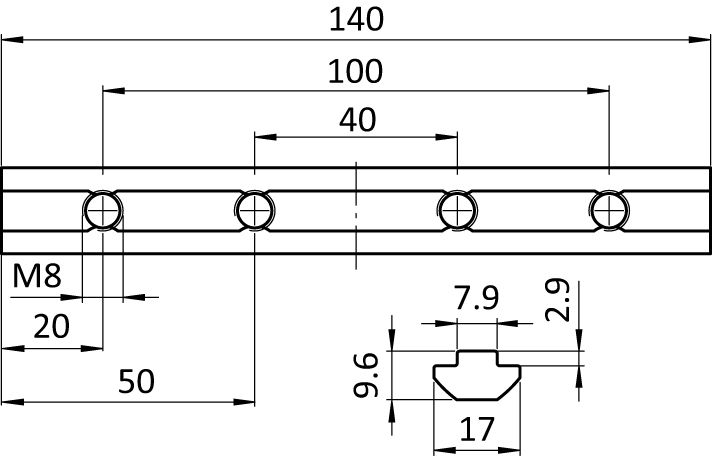 Streckenverbinder 140 I, Nut 8