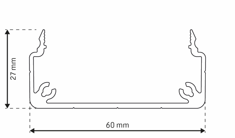 Alu - Profil AVP-I KK leicht 60 x 27 mm, Kabelkanalprofil U-Profil