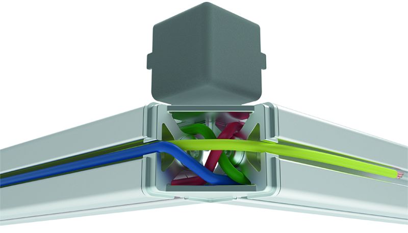 Eckverbinder 40, 2D mit Kabeldurchführung (SET)