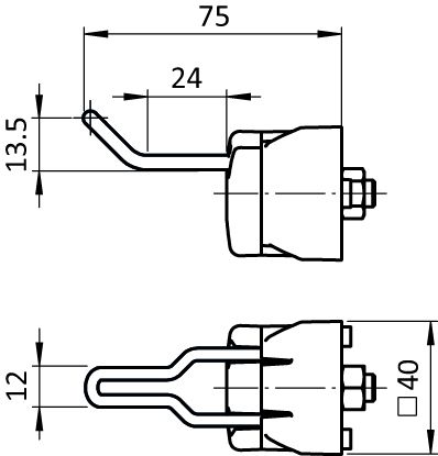 Werkzeughaken FX 24/16 - 12 für Profile 40/45, Nut 8/10 ESD