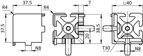 Eckverbinder 40, 3D mit Kabeldurchführung (SET)