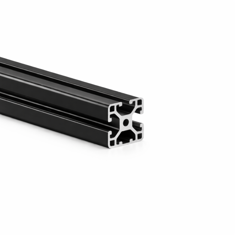Alu - Profil AVP-I 6 Leicht 30 x 30 mm, Nut 6 mm, 1 Nut geschlossen, schwarz