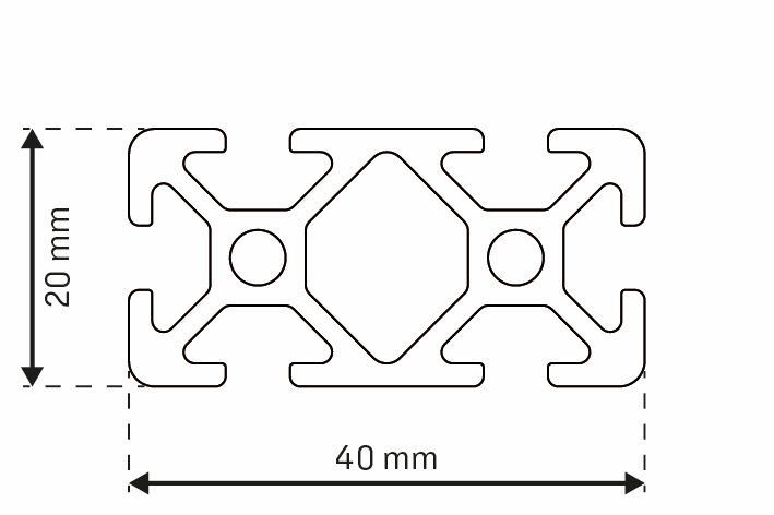 Alu - Profil AVP-I 5 Leicht 40 x 20 mm, Nut 5 mm