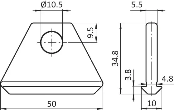 Werkzeughängegleiter für Nut 5/6, 1-Loch