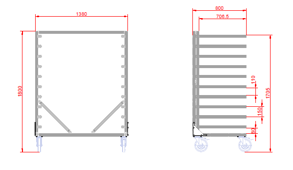 Rack Trolley Hordenwagen 1380x800x1770