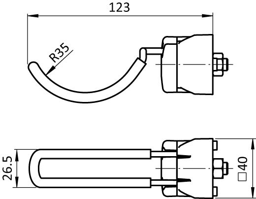 Werkzeughaken FX R35-27, gummiert für Profile 40/45, Nut 8/10