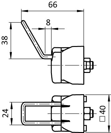 Werkzeughaken FX 7/38 - 24 für Profile 40/45, Nut 8/10 ESD