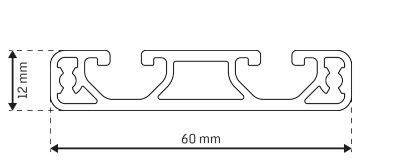 Alu - Profil AVP-I 6 Leicht 60 x 12 mm, Nut 6 mm