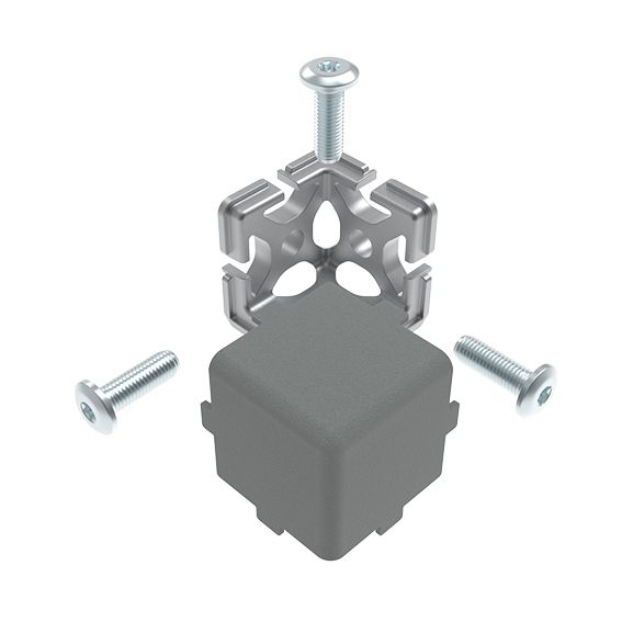 Eckverbinder 40, 3D mit Kabeldurchführung (SET)